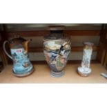 Two Japanese Satsuma pottery vases; toge