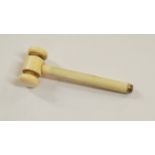 An antique turned ivory novelty gavel propelling pencil, 9cm long. Condition Report: Whilst the