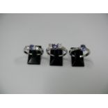 Three 14k white gold tanzanite and white