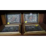 Two pairs of petit point pictures, large