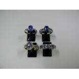 Four various 925 silver rings set tanzan