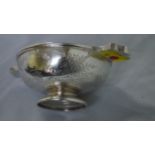 A Victorian Scottish silver quaich, by R & G D, Glasgow 1877, chased fishing boat on loch to