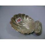 A silver shell shaped butter dish, stamp