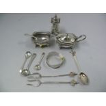 A set of three silver condiments, by C J Vander, London 1965; together with a silver napkin ring and
