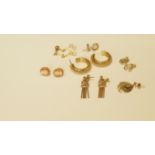 A pair of 9ct gold cameo ear studs; together with six pairs various other earrings.