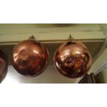 Two large 19th century copper egg beating bowls, one bearing mark of Jones Bros.Down St.