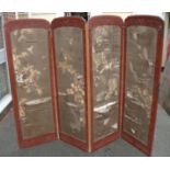A Chinese four fold screen,