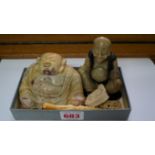 A mixed lot, to include: two soapstone Budhas,