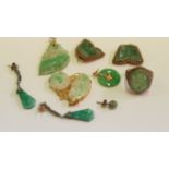 A small quantity of green jadeite jewellery,