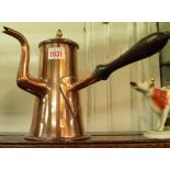 A George III copper coffee pot, 22cm high.