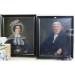 English School, first half 19th century, half length portraits of a gentleman and lady, unsigned,