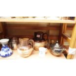 Two Royal Doulton stoneware harvest jugs; together with a mettlach vase; and others.