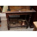 A late 17th century oak table, with lunette carved frieze to all four sides, 88cm wide.