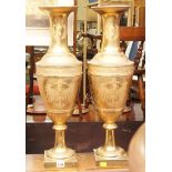 A pair of continental, Russian style, porcelain gilt vases,