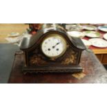 A 1920s/30s black painted and gilt chinoiserie mantel clock, 30.5cm.