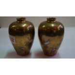 A pair of Japanese bronze vases, Meiji period,