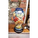 A Moorcroft vase lamp, height excluding fitting 30cm.