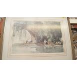 After Sir William Russell Flint, 'The Bridge, Nerac', blind stamped, colour print, 37 x 56.5cm.