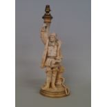 An extremely rare Doulton Burslem 'vellum ware' figure of Christopher Columbus, circa 1892, modelled