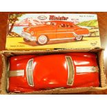 An Amar Toy Minister Delux tin plate car, boxed.