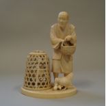 A good Japanese Tokyo school carved ivory okimono, possibly by Soko, 19th century, carved as a