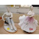 A Royal Doulton figure of 'The Ballerina', HN2116, together with a USSR figure of an ice skater.