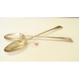 A pair of George III silver Old English pattern stuffing spoons, by J W, London 1786, 180g,