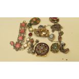 A selection of stone set costume jewellery to include seven items by Miracle.