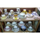 A collection of 19th century and later English porcelain tea cups and saucers.