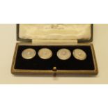 A cased pair of 9ct gold, pearl and Mother of Pearl cufflinks, total weight 7.8g.