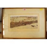Cecil Aldin, a fox hunting scene, signed in pencil and numbered 31, colour print, I.15 x 30.5cm.