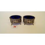 A pair of Victorian silver oval salts, by Daniel & John Welby, London 1888,