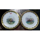 A pair of Victorian Mintons cabinet plates, each painted with a coastal scene, 23.5cm diameter.