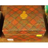 An unusual Victorian Tartan ware casket, enclosing five volumes of Scotts poetical works,