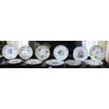 Eleven various 19th century English porcelain floral painted plates.