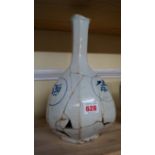 A Korean blue and white bottle vase, possibly late Goryeo dynasty, of seven sided form,