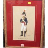 A J Bowling, Royal Sappers & Miners Officer 1802, gouache, 34 x 21cm.