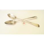 A pair of George III silver Old English pattern basting spoons, by George Smith,