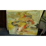 Howard Ba..., 'Yellow and Orange in Grey', indistinctly signed, further inscribed verso, oil on
