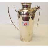 A silver cocktail shaker, by Henry Clifford Davis, Birmingham 1932, of tapering cylindrical form,
