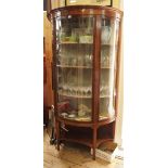 An Edwardian mahogany and line inlaid demi lune display cabinet, 98cm wide. Condition Report: