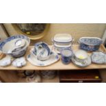 A small quantity of 19th century and later English and continental blue and white pottery and