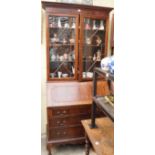 A reproduction mahogany bureau bookcase, 99.5cm wide. Condition Report: Overall condition is good,