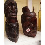 Two Native American carved wood figures, inscribed 'Floyd Joseph' and 'Alan Corbia' respectively,