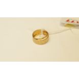 An 18ct gold textured wedding band, 8g; together with a 22ct gold wedding band 1.8g.
