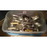 A box of electroplated cutlery.