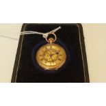 A 9ct gold fob watch, the dial decorated Roman numerals, import mark London 1912, in fitted case.