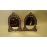 Two embossed silver easel dressing mirrors, London 1988 and 1990,