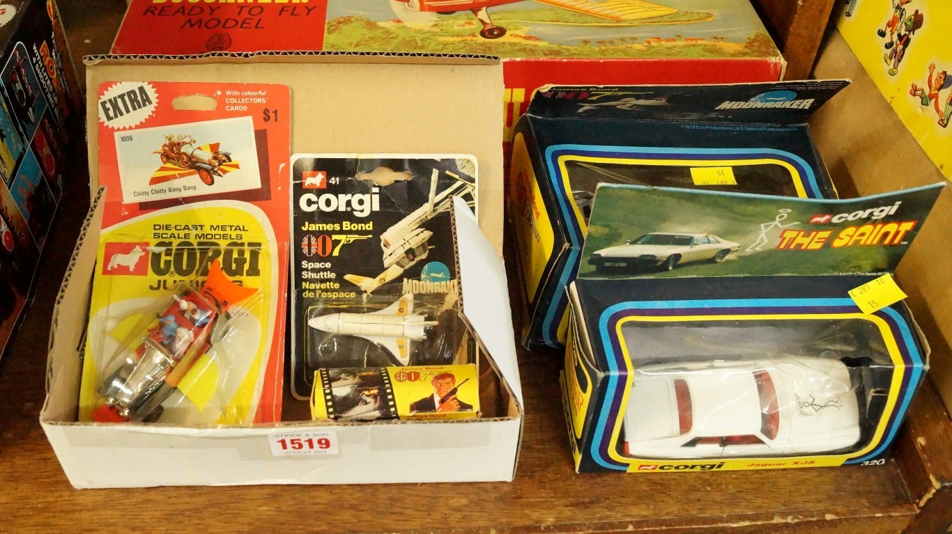 A Corgi James Bond 'Moonraker' Space Shuttle, boxed; together with another similar smaller example,