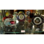 Three Harrie Art Glass paperweights,